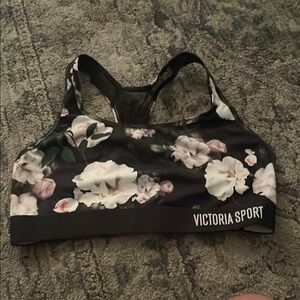 Victoria's Secret Black and Pink Sports Bra Racerback